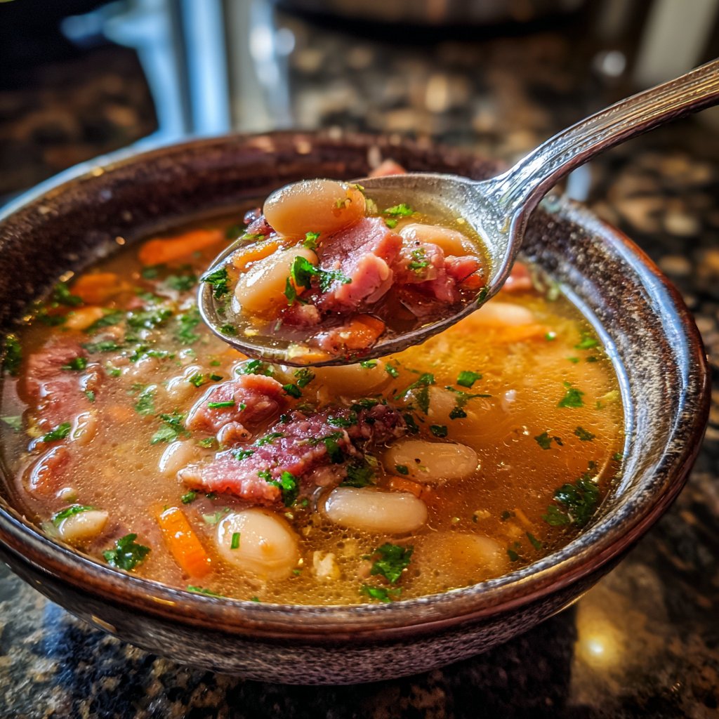 Ham and Bean Soup with Garlic Oil