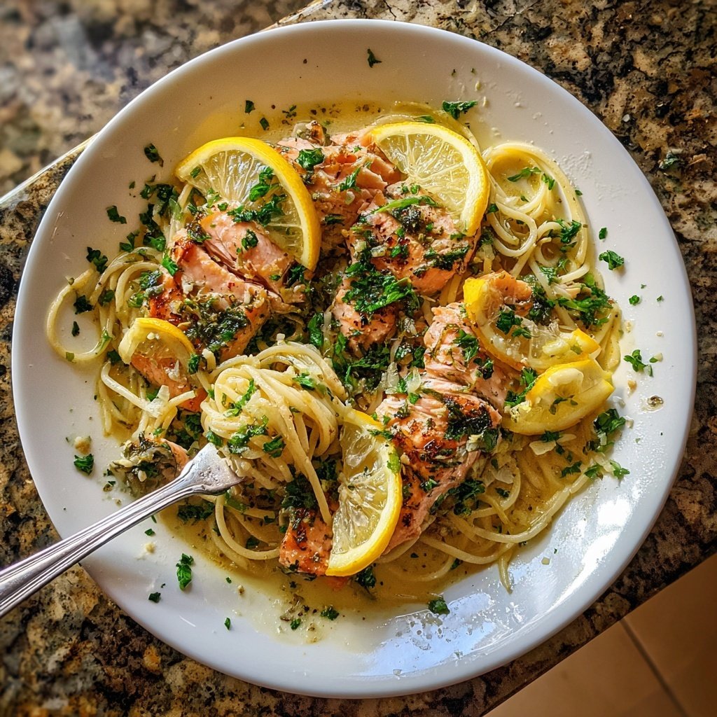 Garlic-Lemon Salmon Pasta Bowl
